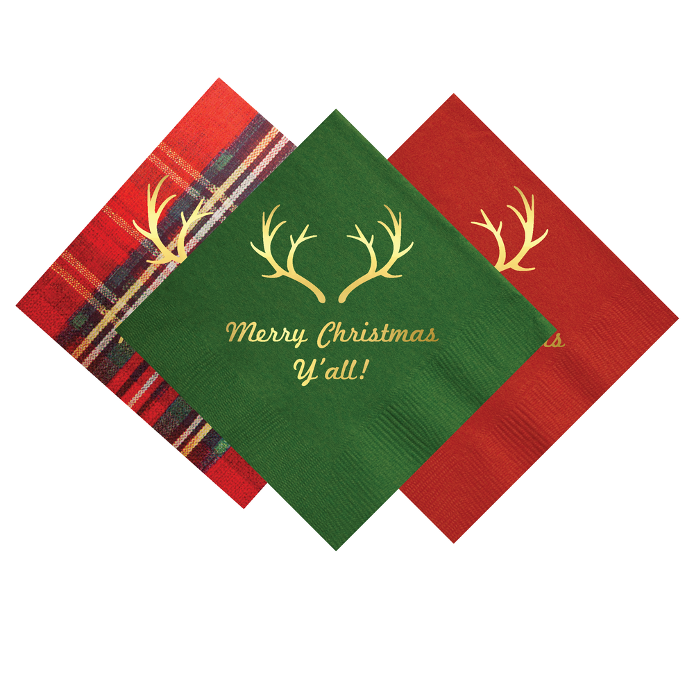 &quot;Merry Christmas Y'all!&quot; Napkins- Set of 25 / Pearly Gates Designs