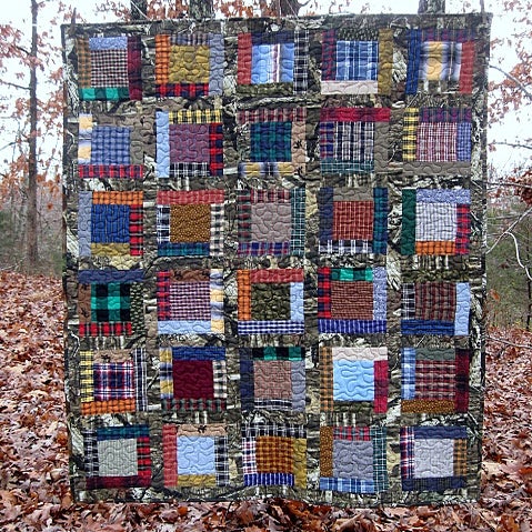 Image of the BIG one - quilt - 56" x 47" - lap quilt - framed square pieced design