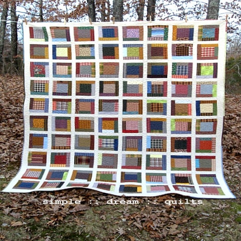 Image of quilt - full size - 90" x 72" - farmhouse quilt - framed squares design