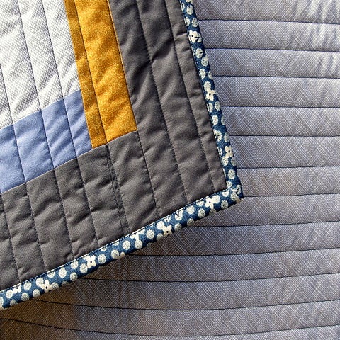 Image of lap quilt, baby quilt - 48"x40" - framed square design - shades of gray - modern quilts