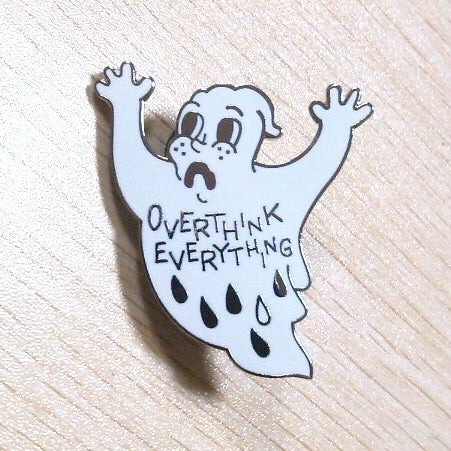 Image of 1.5 inch anxiety ghost hard enamel pin