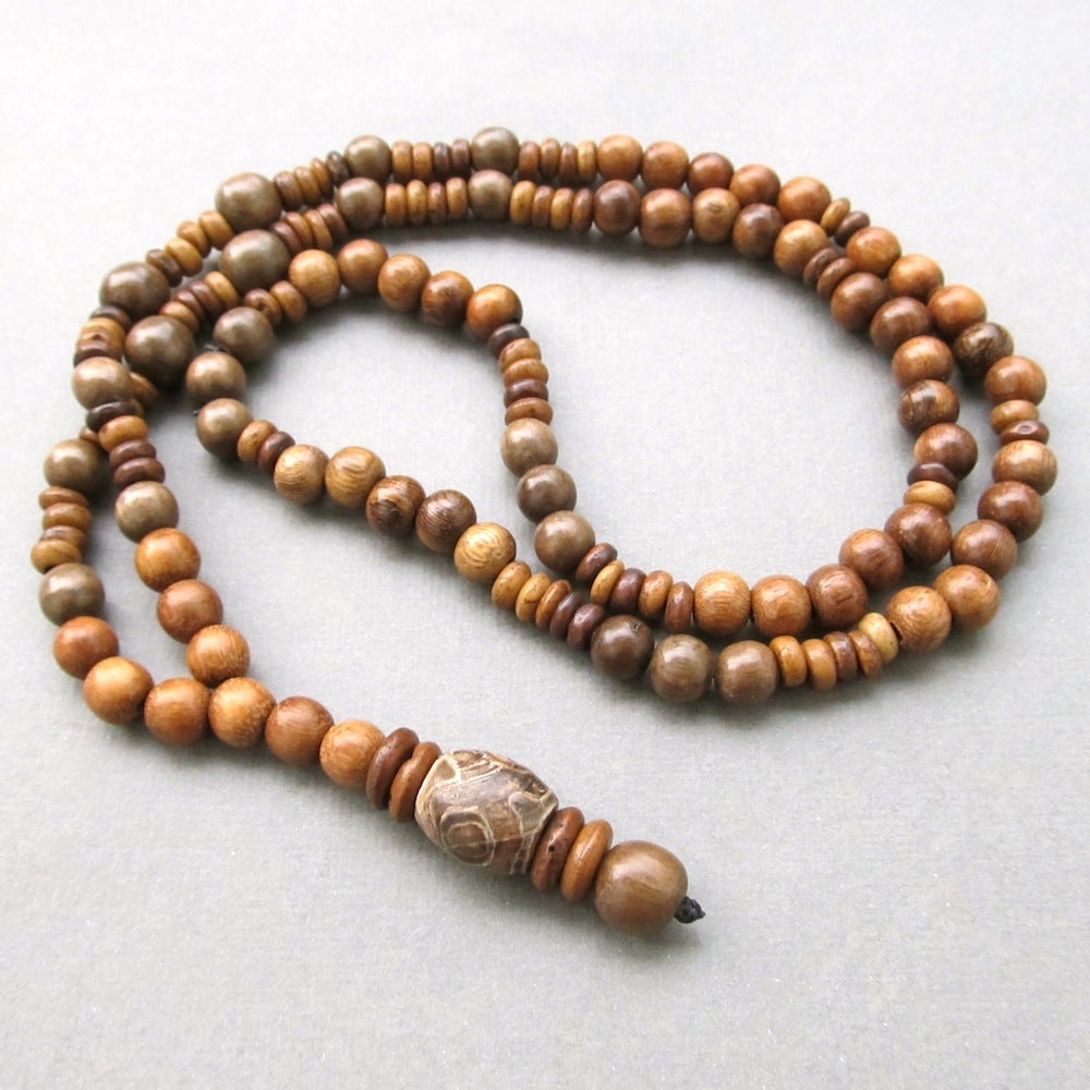 Mens brown robles and grey wood beaded necklace Jewellery by Lowusu