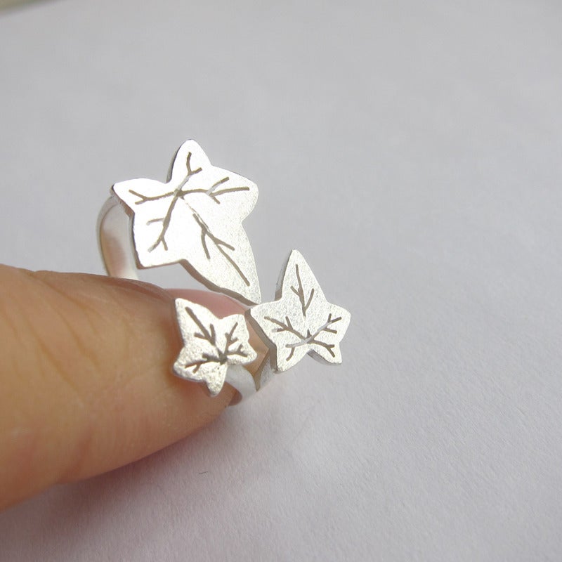 ... Ivy Leaves Silver Ring for Ivy Lovers - Handmade Sterling Silver Ring