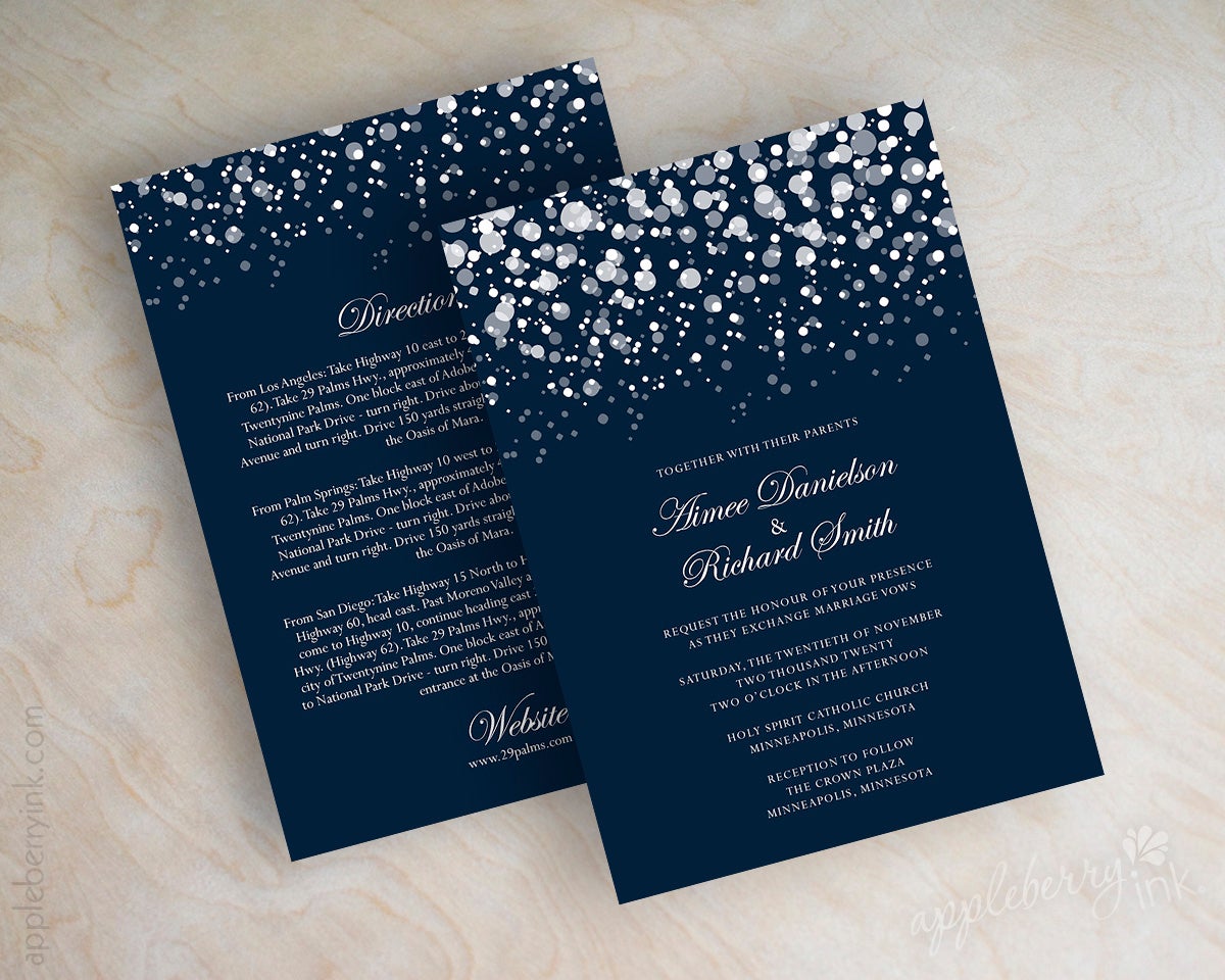 Glitter Navy Wedding Invitations Appleberry Ink Simple Affordable Glitter Navy Wedding Invitations Appleberry Ink Simple Affordable