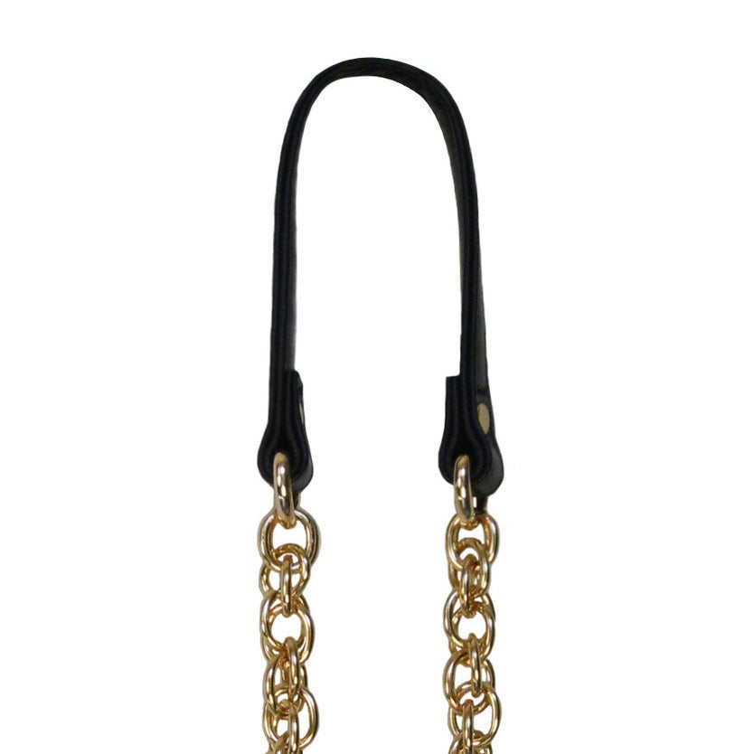 GOLD Chain Strap with Genuine Leather Handle -Prince of Wales- Choice of Length & Hooks | Straps ...