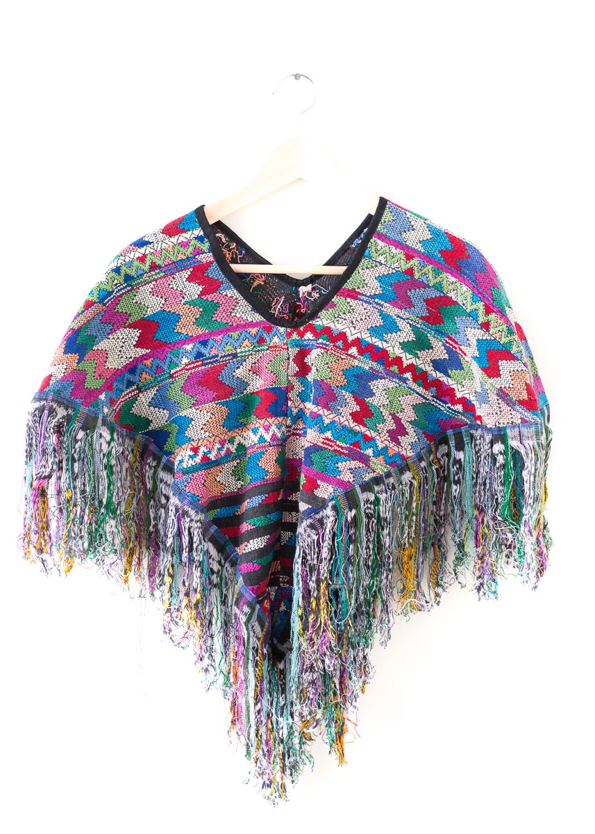 Image of Condesa Embroidered Poncho - Blue