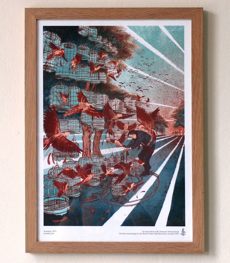 Image of 'Freedom' print for Amnesty International (A4 & A3)