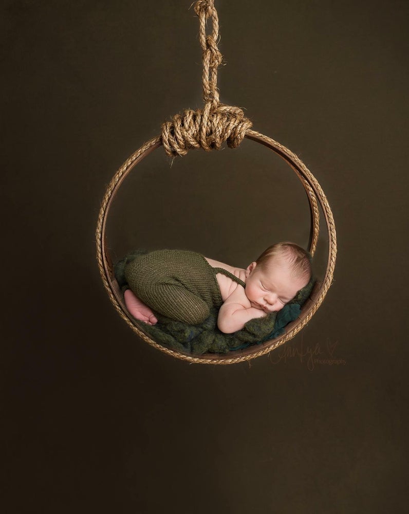 Image of "Simply Rustic" Woodsy Wonders Newborn Wood & Barn Rope Hammock or Dream Catcher