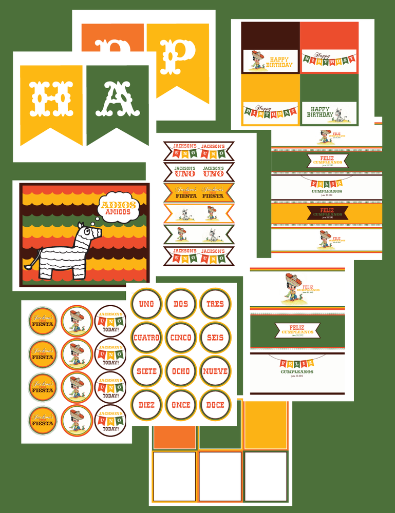 Image of printable Birthday Fiesta Collection by Wants and Wishes