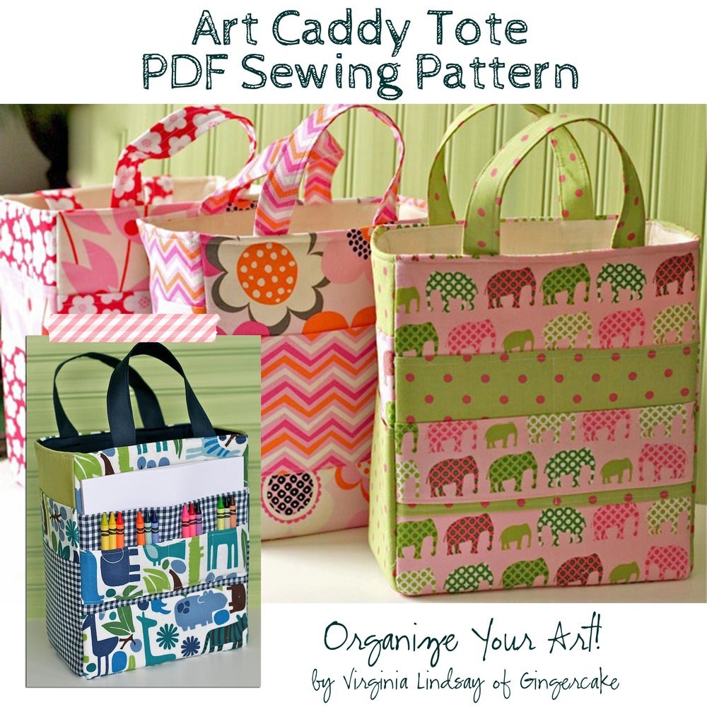 Art Caddy Tote PDF Sewing Pattern / Gingercake