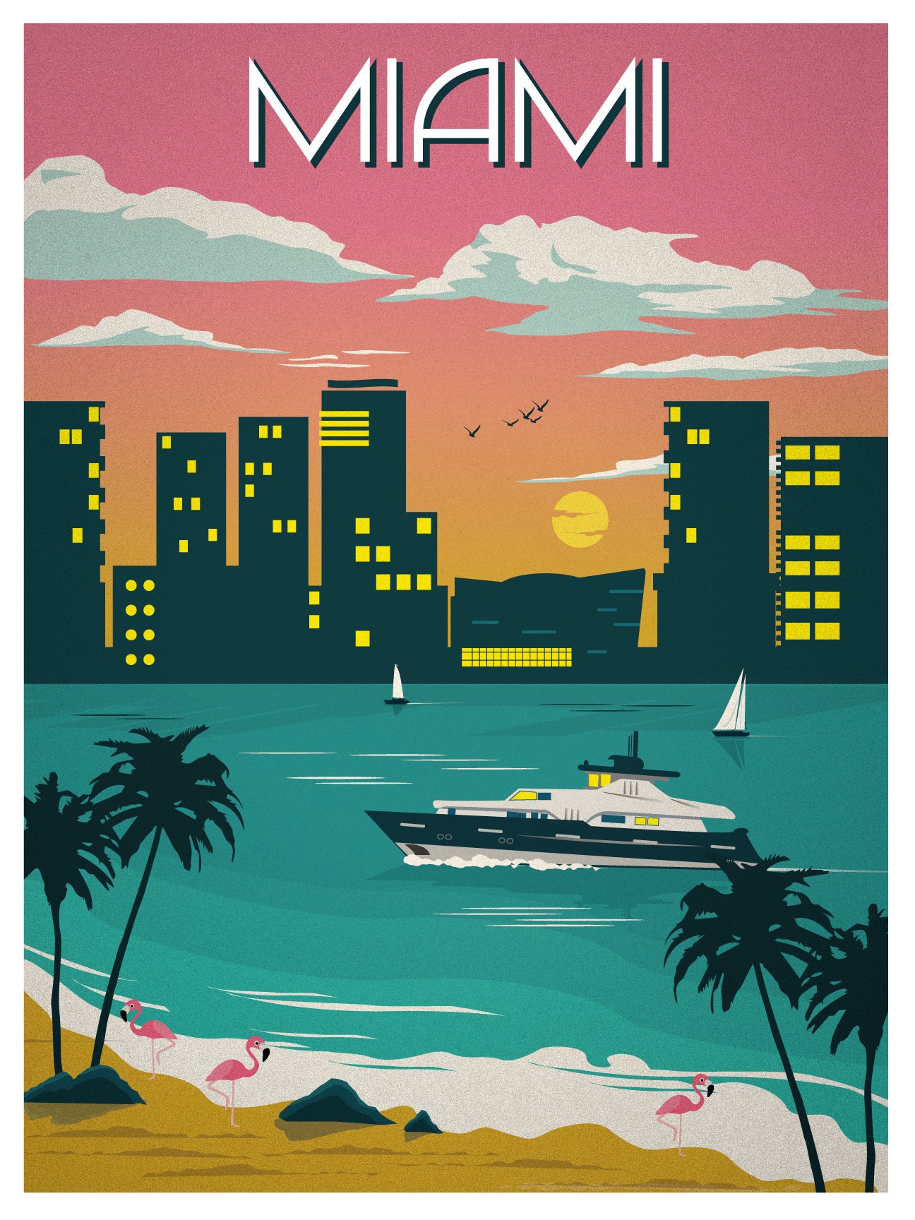 IdeaStorm Media Store â€” Vintage Miami Travel Poster