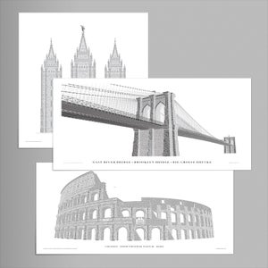 3-pack: Brooklyn Bridge, Colosseo, Salt Lake Temple