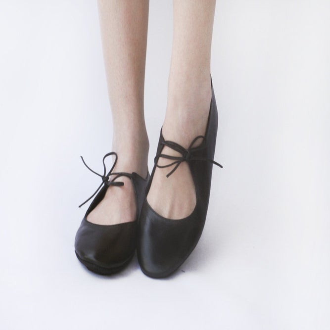 Night - Black Handmade ballet flats — The Drifter Leather handmade shoes