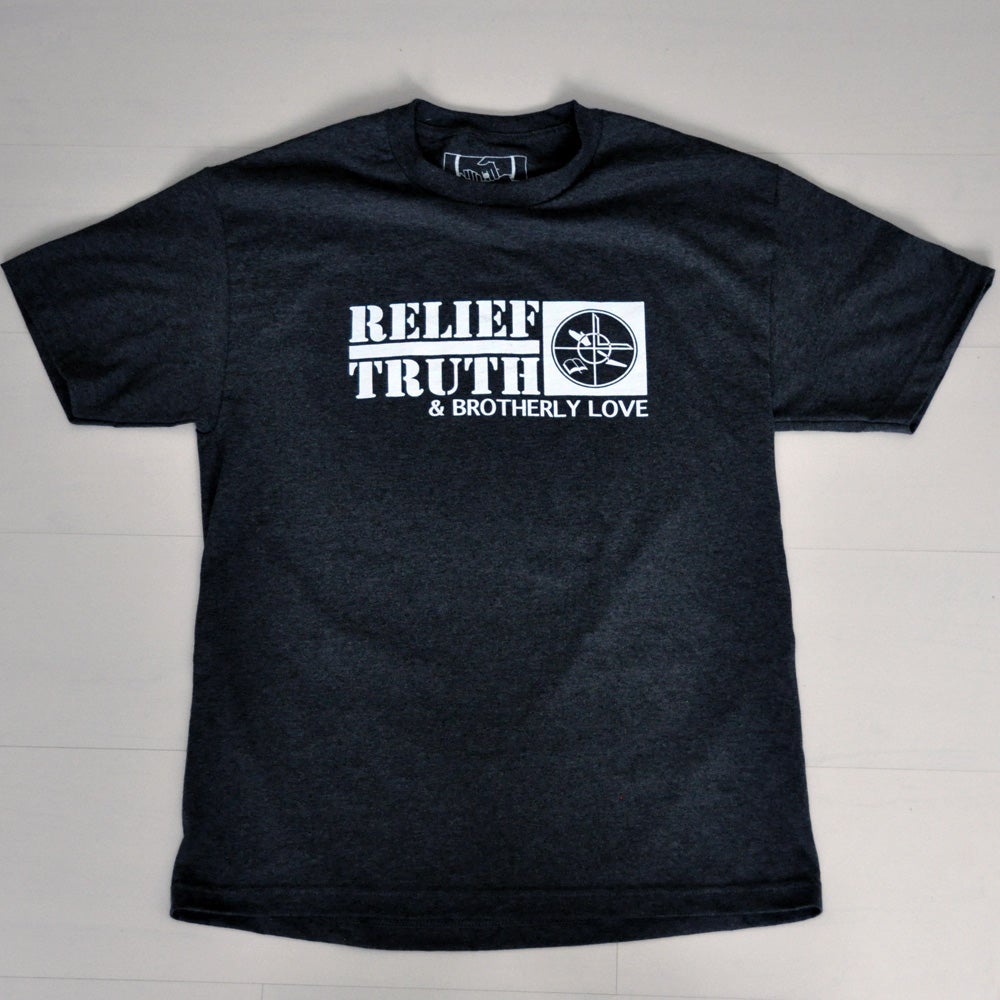 Brotherly Love, Relief, Truth Charcoal T-shirt / Grip or Token