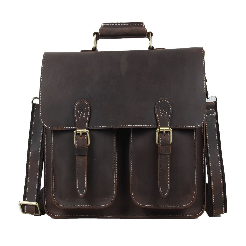 Vintage Genuine Leather Briefcase Messenger Bag Laptop Bag 6912 ...