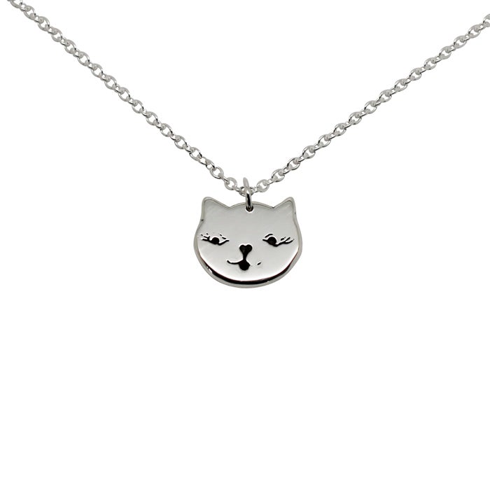Cat Face Necklace - Sterling Silver / Hilary&June