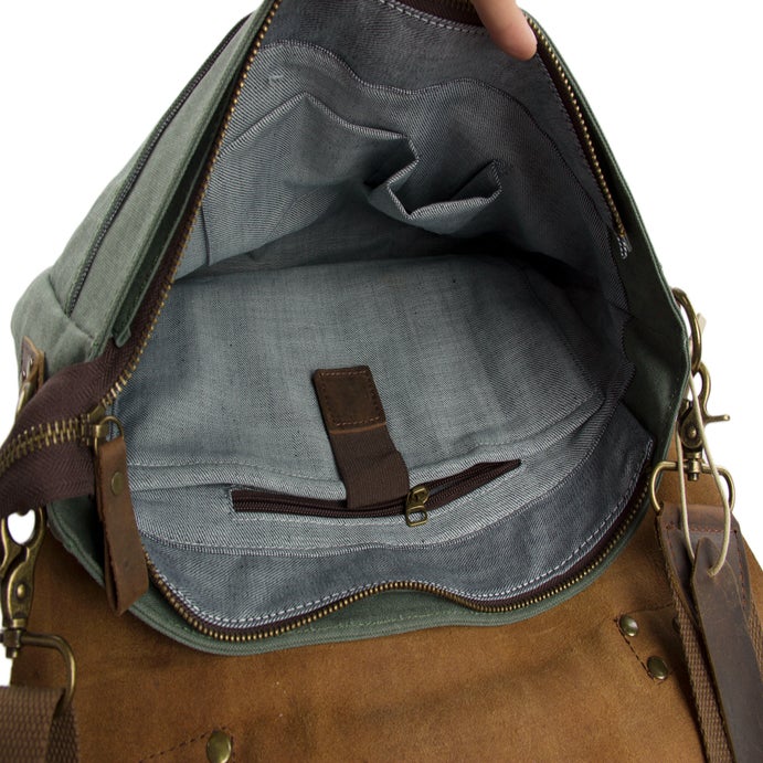 Canvas Leather Bag Briefcase Messenger Bag Shoulder Bag Laptop Bag 1807 ...