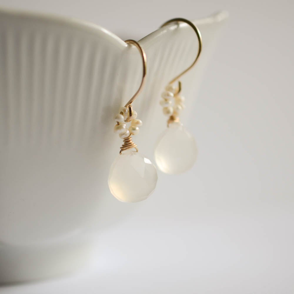 White chalcedony pearl earrings | Kahili Creations Handmade Jewelry ...