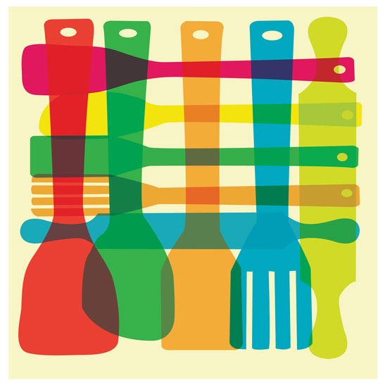 strawberryluna — Utensil Stack Kitchen Art Print