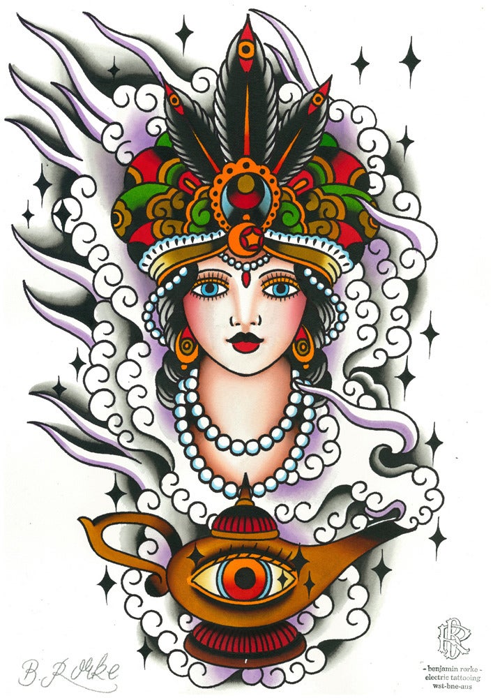 genie benrorketattoo genie benrorketattoo