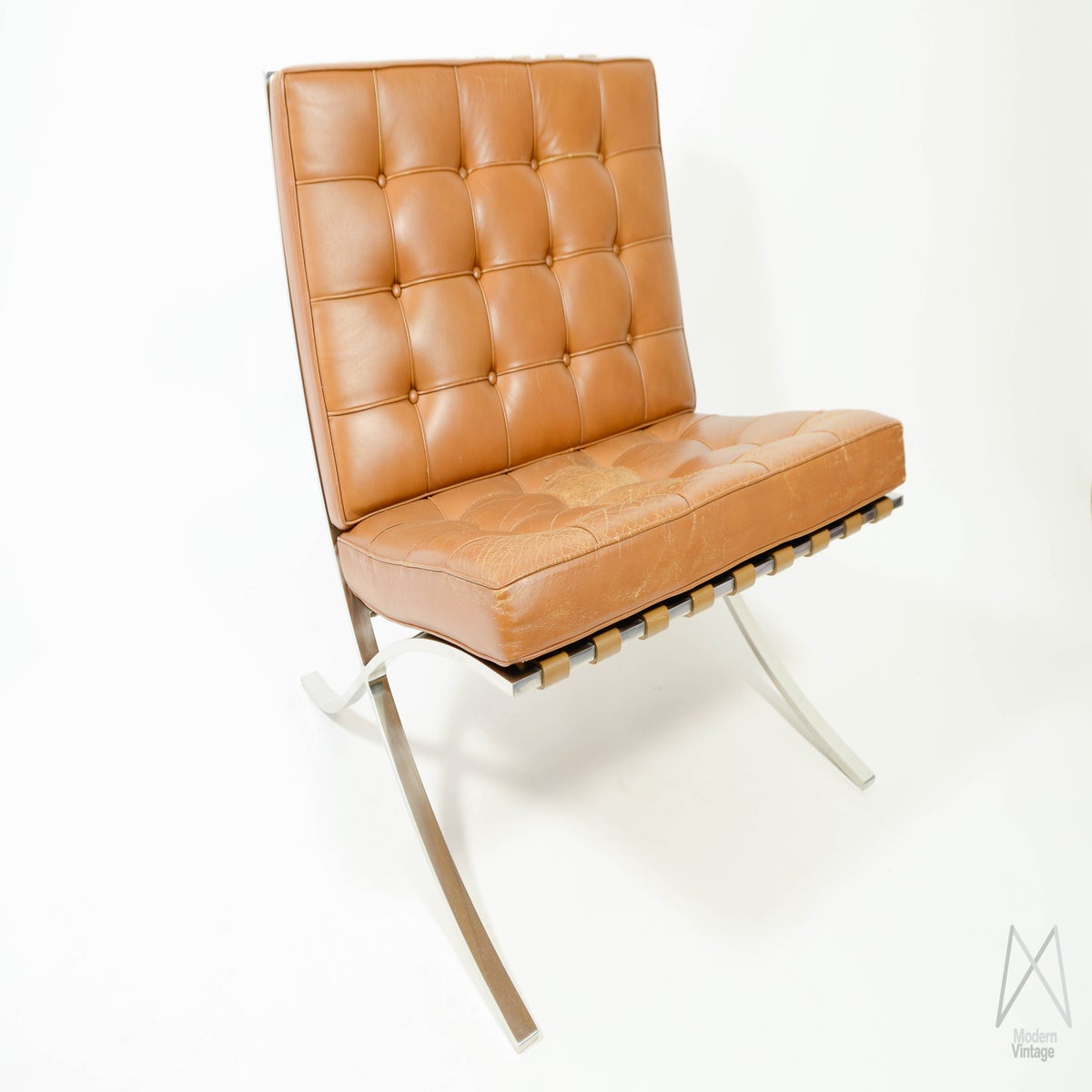 Modern Vintage Amsterdam  Original Eames Furniture — Mies van der rohe Barcelona Chair Cognac 