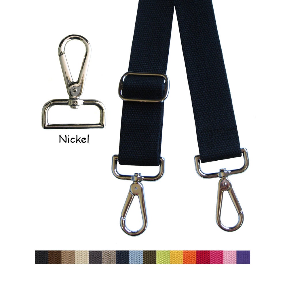 Cotton Canvas Webbing Strap - Adjustable - 1.5&quot; Wide - Choice of Color & Length - Nickel Hook ...