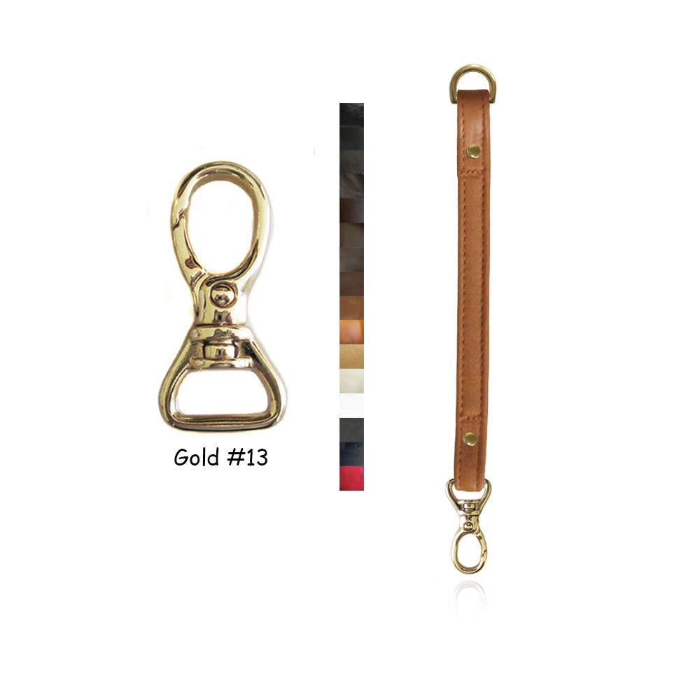 Leather Purse Strap Extender - .5&quot; (inch) Wide - Gold #13 Swivel Hook - Choice of Color & Length ...