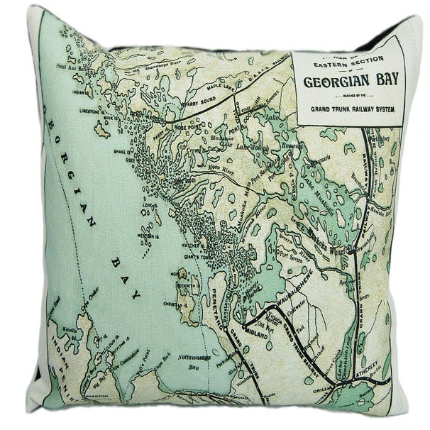 Georgian Bay Vintage Map Pillow / County Cupboard