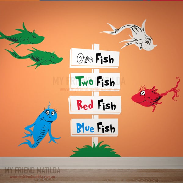 One Fish Two Fish Red Fish Blue Fish - Dr Seuss Character — Removable ...