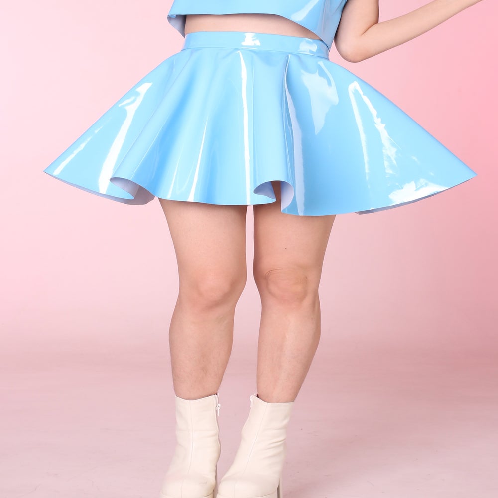 Glitters For Dinner — Made To Order - Blue PVC Skater Skirt