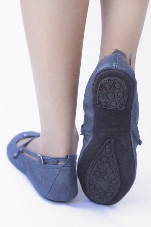 The Drifter Leather handmade shoes — Ballet flats Foldable - Navy