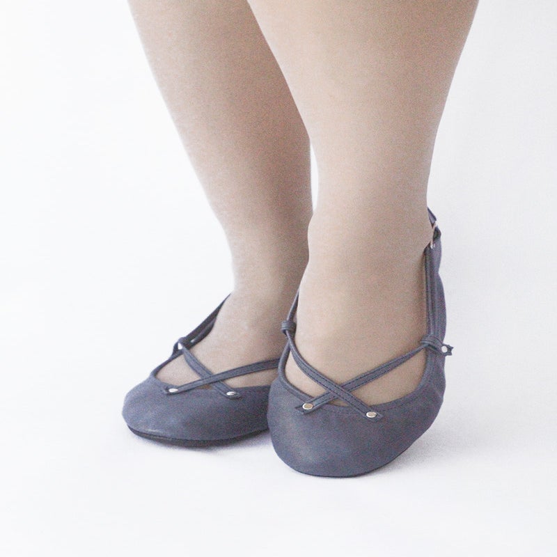 The Drifter Leather Handmade Shoes — Ballet Flats Foldable Navy 