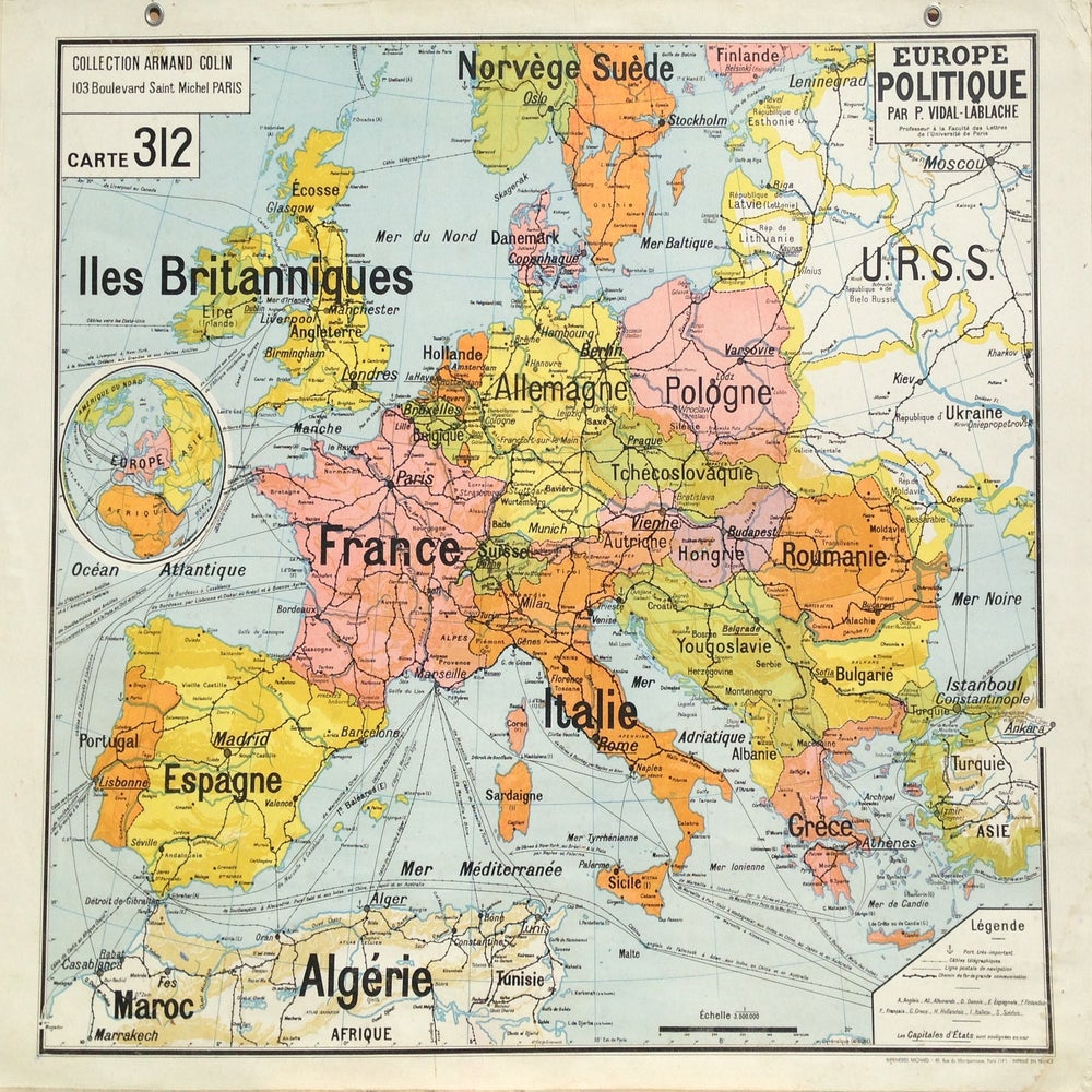 1960s Political Map of Europe / - retroMaps