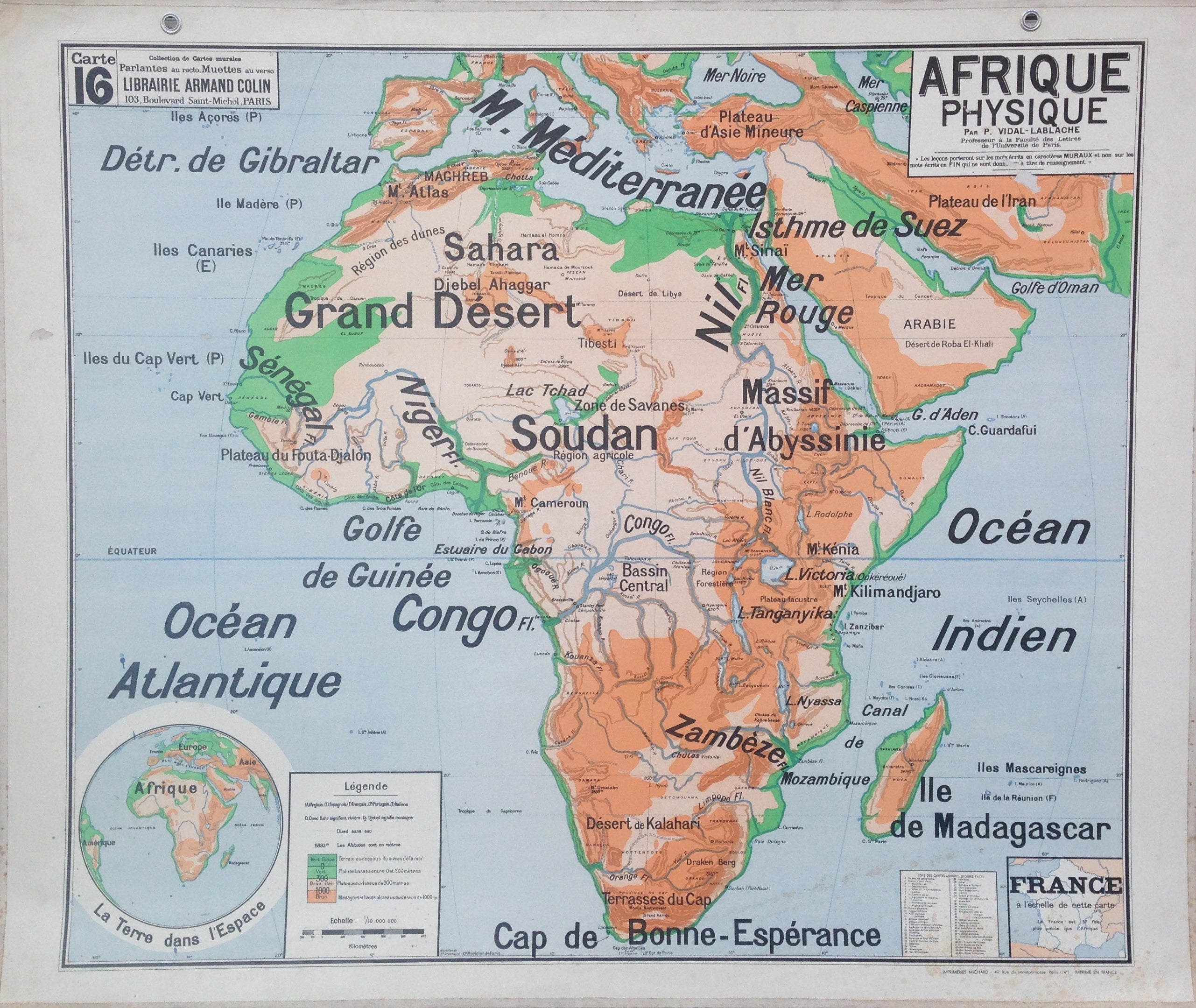 1960s Relief Map of Africa \/  retroMaps