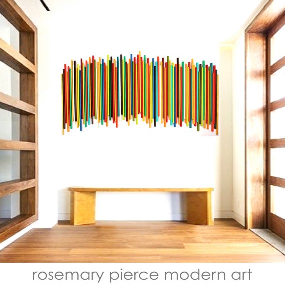 Large Wood Stick Wall Sculpture Natural Wood Modern Art Original