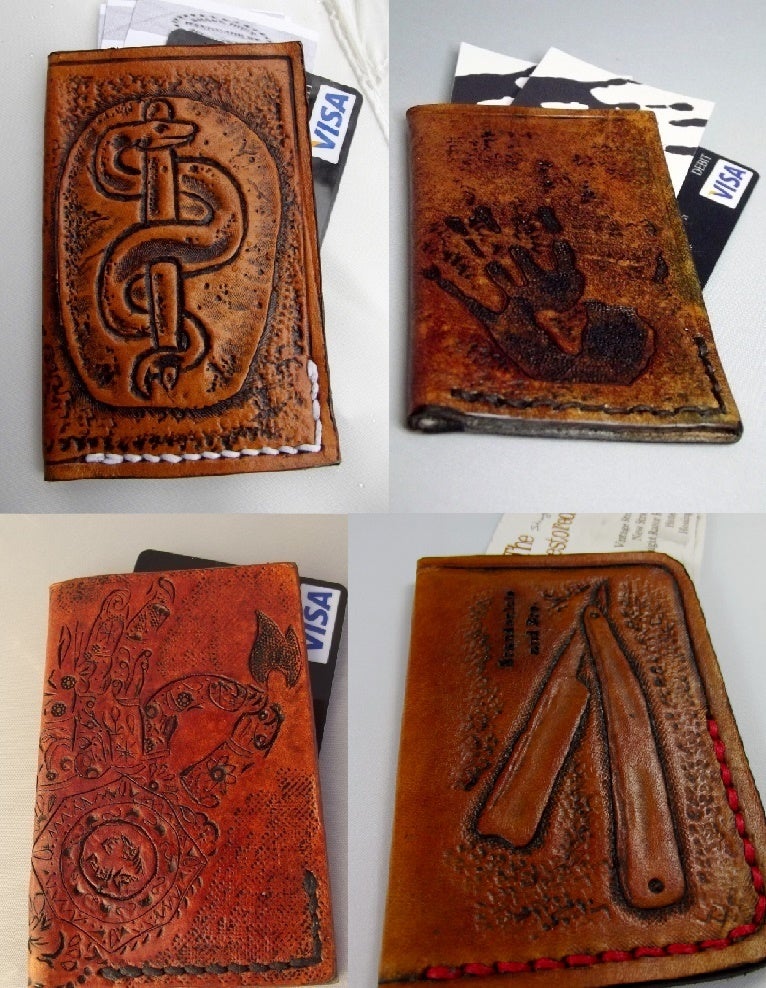 Flaquito Leather — Custom Hand Tooled Leather Minimalist Front Pocket Wallet, Business Card ...