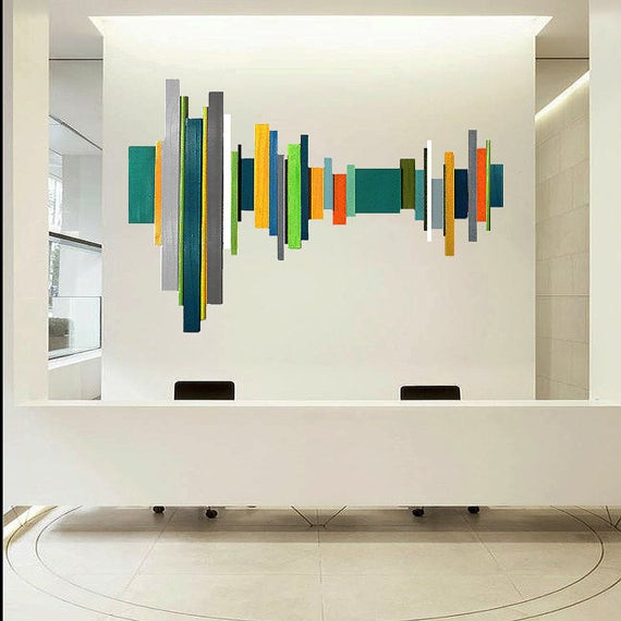 'Sound Wave' no14 | modern geometric abstract painted wood wall ...