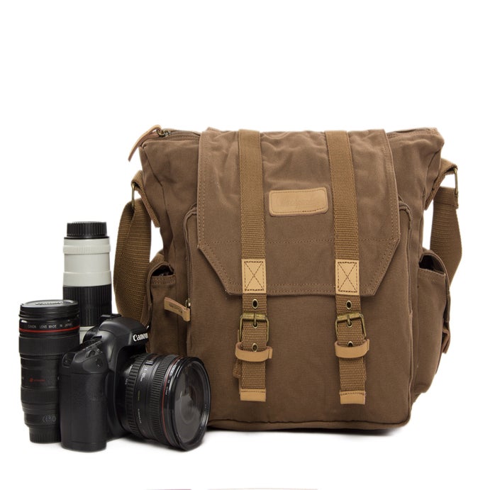 Retro Coffee Canvas Camera Bag DSLR Camera Messenger Bag Professional