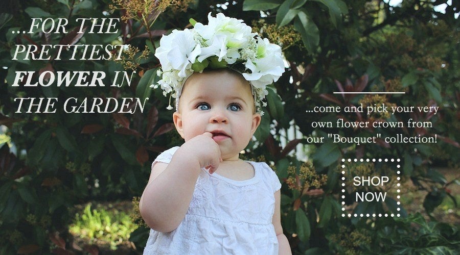 Gorgeous handmade Snow White flower crown as part of our Bouquet collection