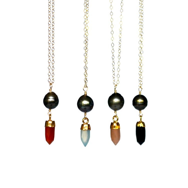 Tahitian pearl necklace with gemstone spike | Kahili ... Tahitian pearl necklace with gemstone spike | Kahili ... - 750 x 750 jpeg 38kB