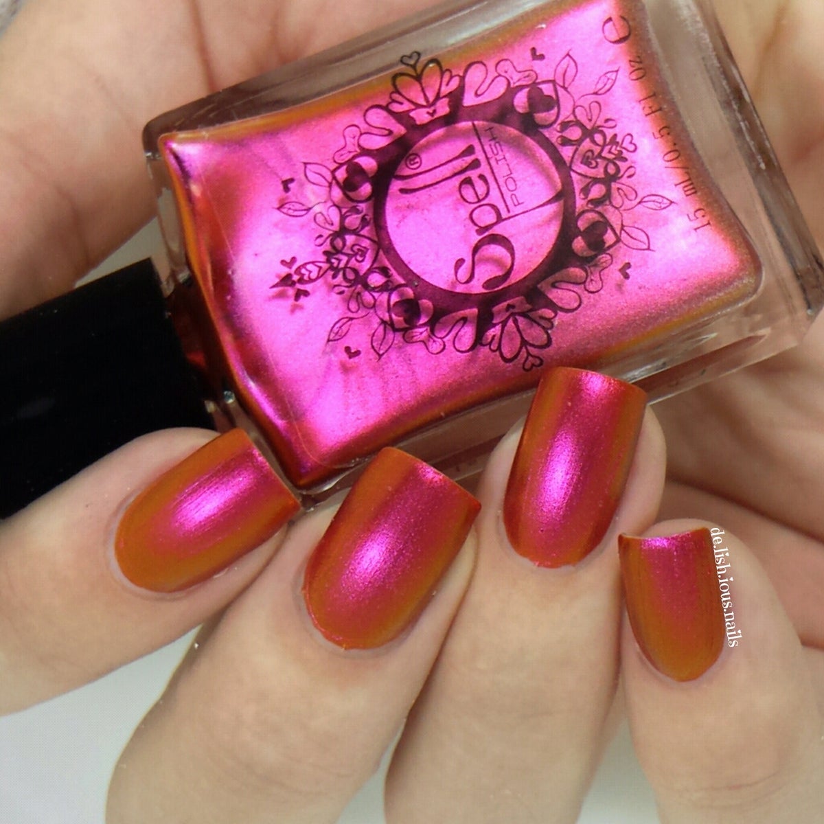 coat nail base polish magenta/orange polish duochrome nail Spell ~Gumshoe~