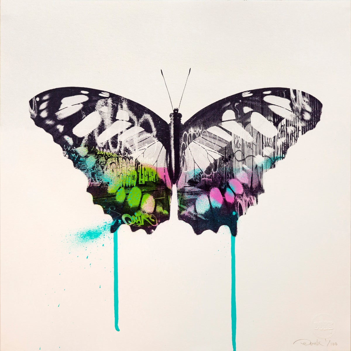 Graffiti Butterfly / Donklondon Donk street art screen print editions