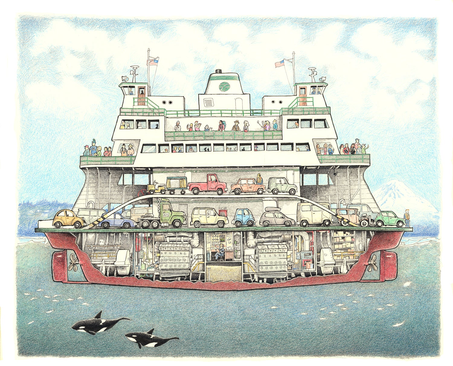 Washington State Ferry 15&quot; X 18&quot; / The Scow