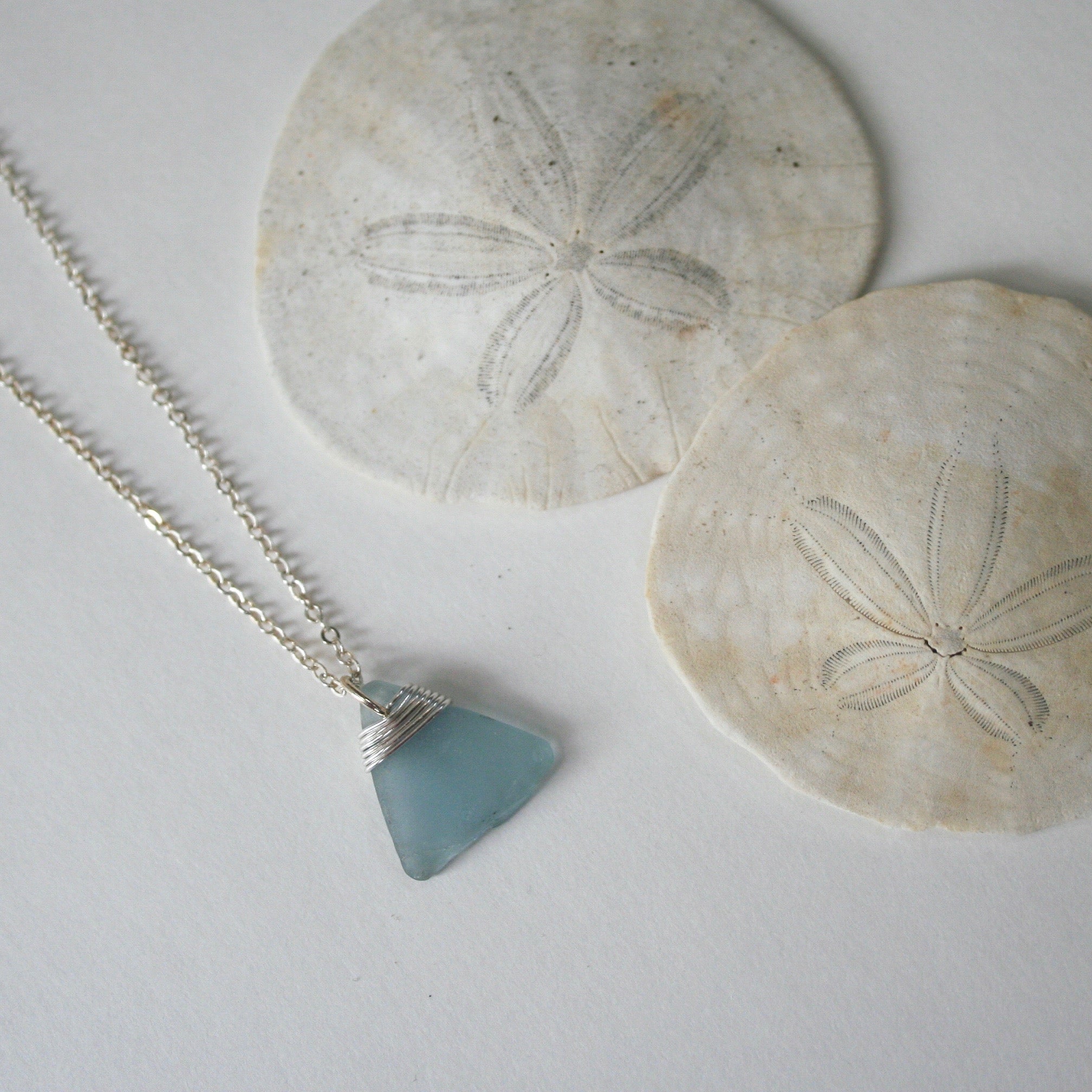 Silver Wrapped Sea Glass//Necklace / knottystrings