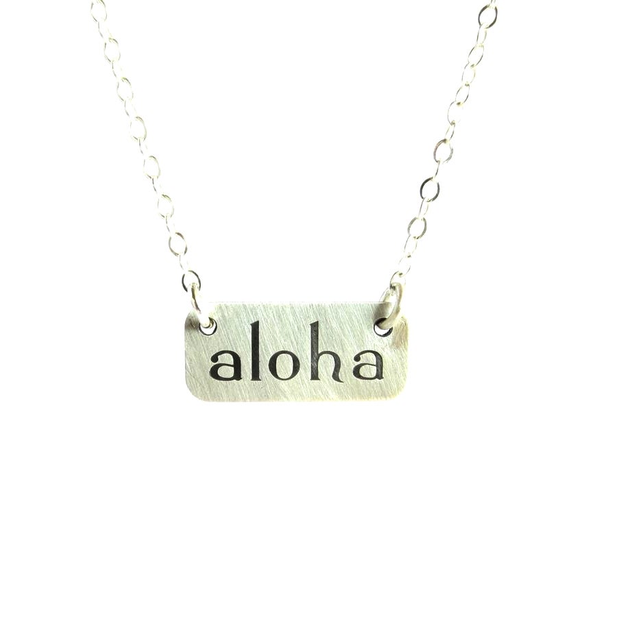 Aloha Necklace silver Kahili Creations Handmade Jewelry from Hawaii