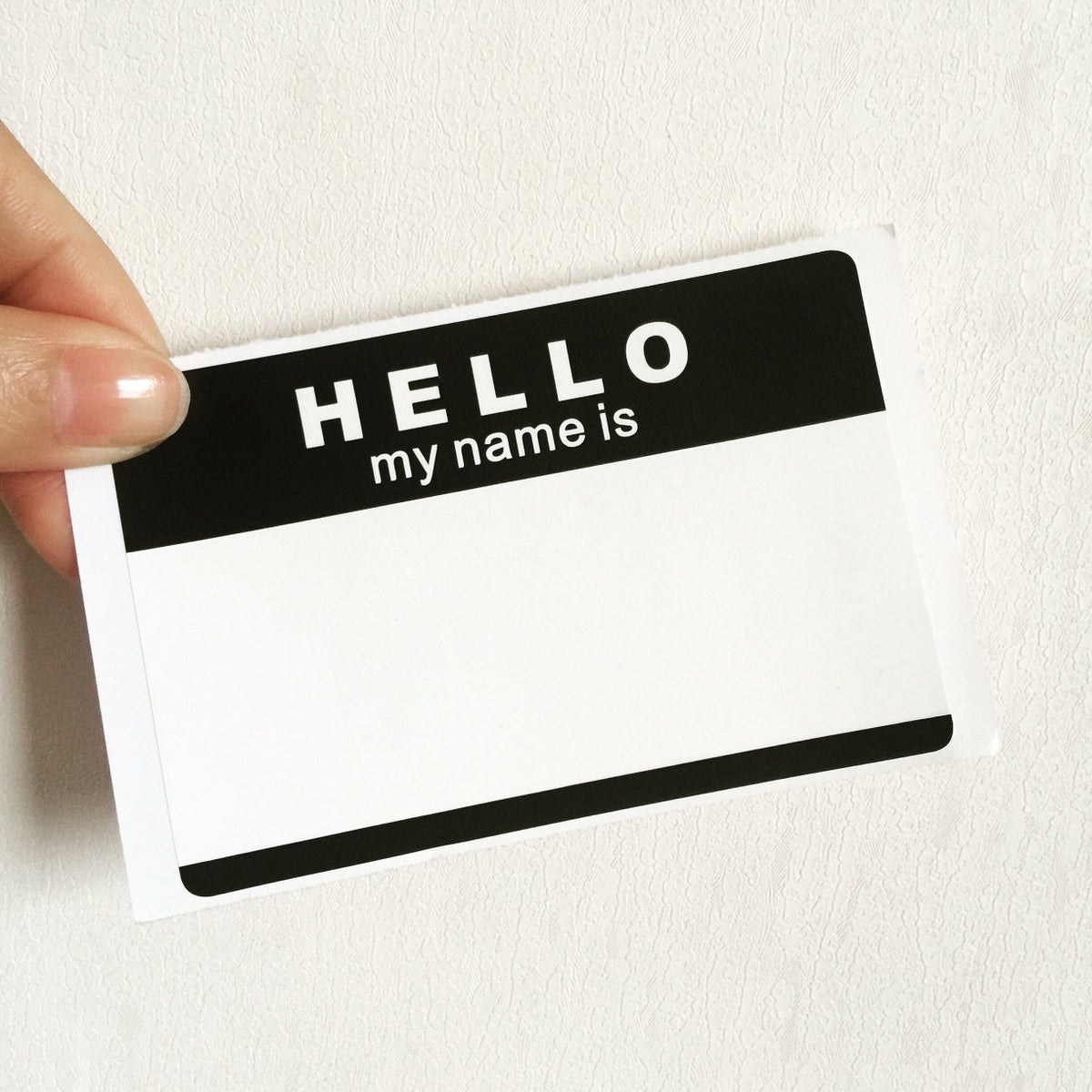 Yes Sticker — Hello My Name Is Blank Eggshell Sticker