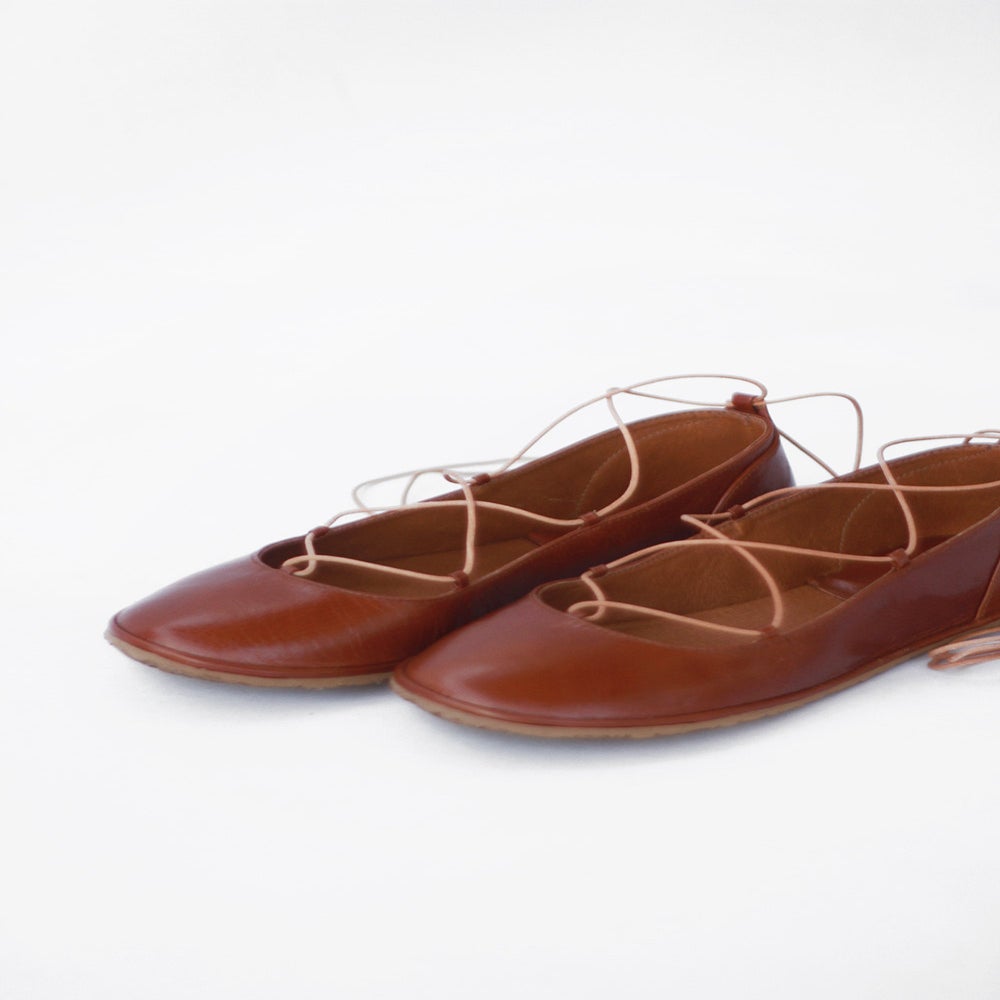 Ballet flats Lace up - Tobbaco brown handmade leather ballerinas — The ...
