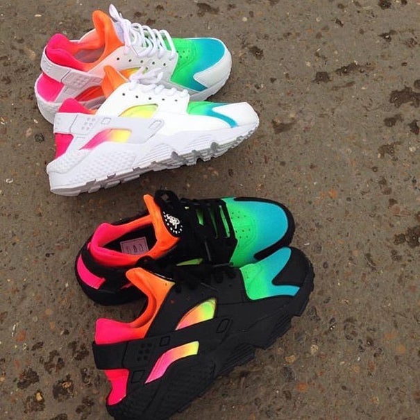 black and neon huaraches