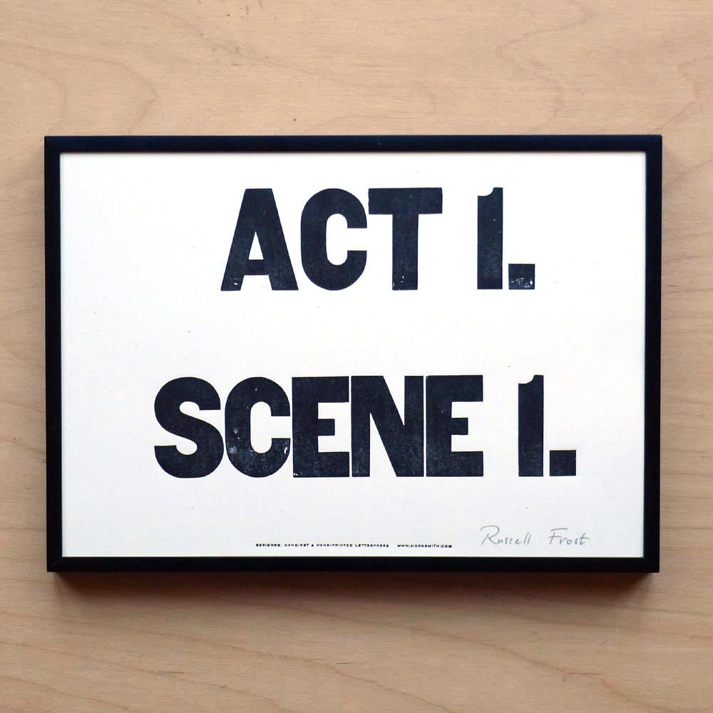 "Act 1. Scene 1" Print By Hooksmith Press / An Artful Life