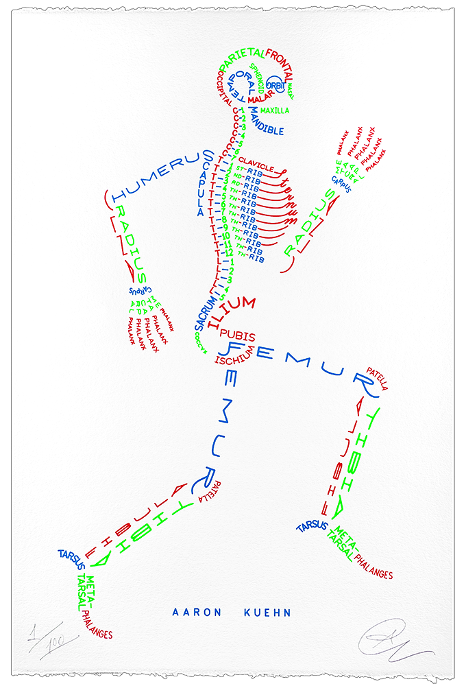 SEARCH AND BUY THIS PRODUCT Aaron Kuehn — Skeleton Typogram - 3 Color Print